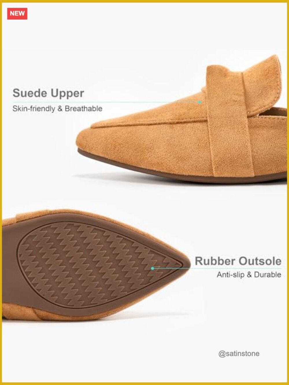 Pointed Toe Slingback Mule Flats with Bow, Slip On Loafers for Office Walking - Picture 4 of 7